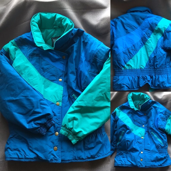 MIXED BLUES Other - Vintage retro style ski snow jacket blue swirl